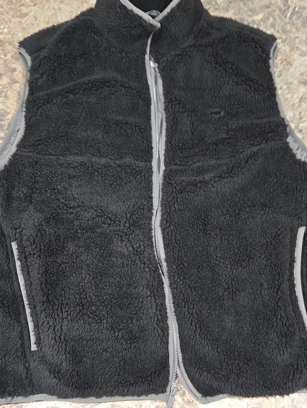Levi's Black Sherpa Fleece Vest with Gray Trim